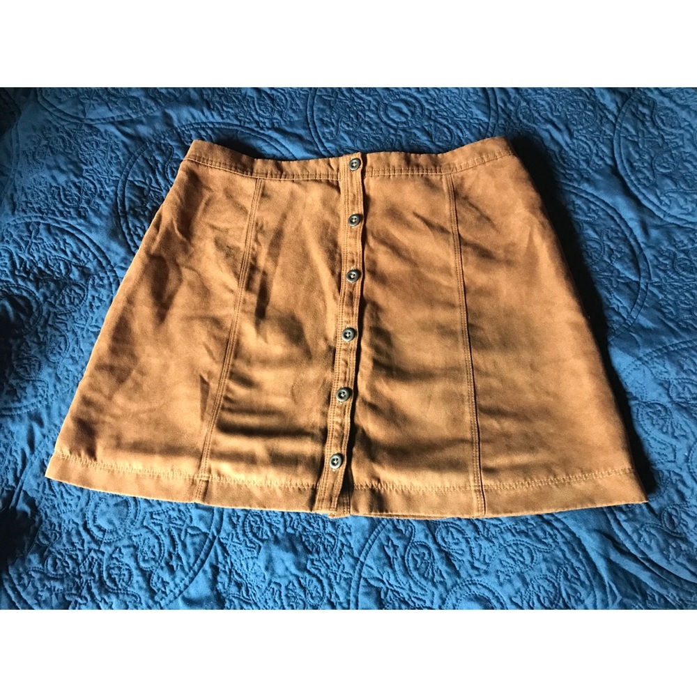 Hollister faux suede high waist A-line skirt